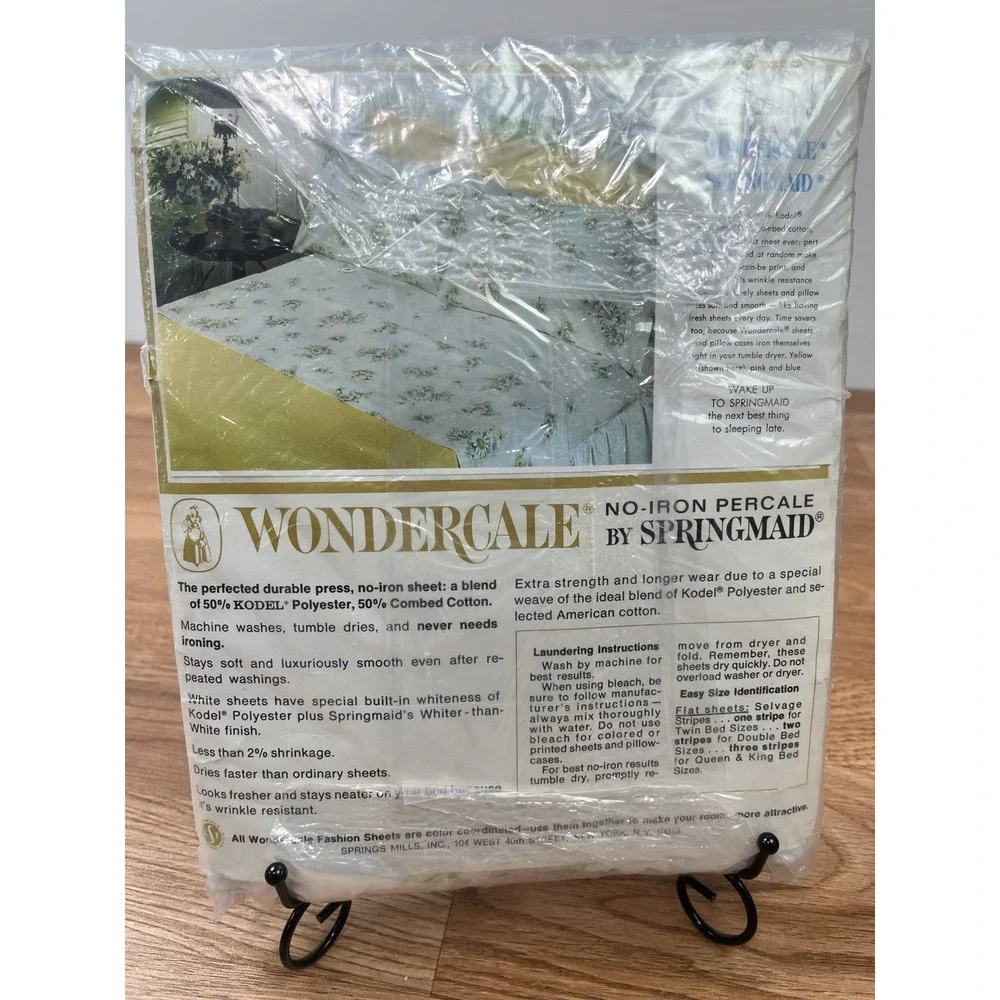 Vintage Wondercale by Springmaid Twin Flat Sheet- White Floral Fresh Daisies NEW
